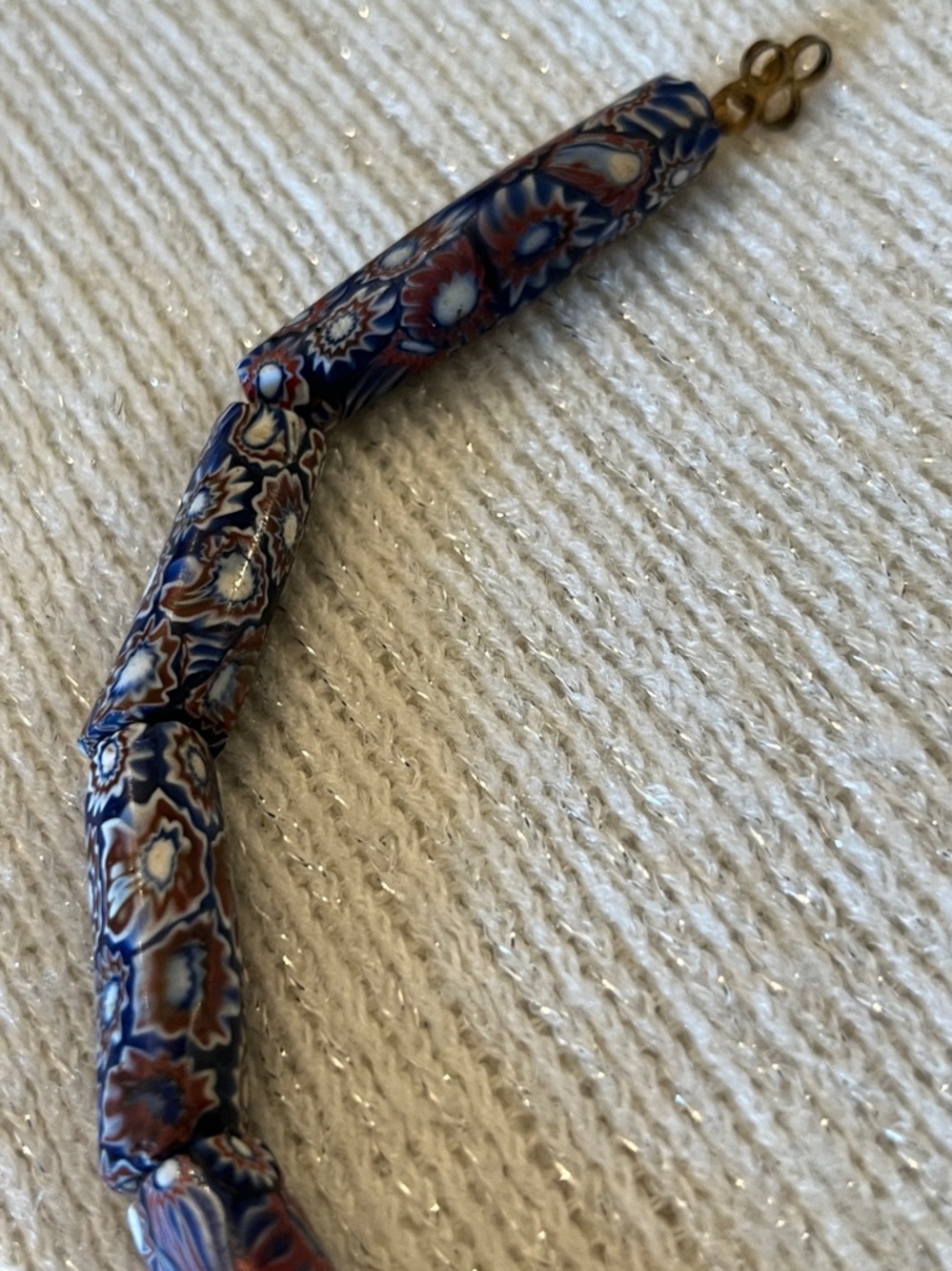 Vintage Venetian Millefiori Bead Necklace - Blue & Red